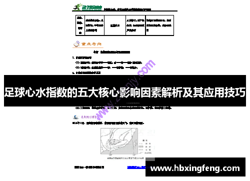 足球心水指数的五大核心影响因素解析及其应用技巧